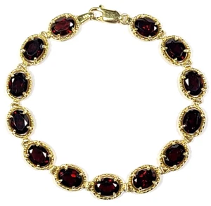 16 Karat Granat 14 Karat Gelbgold Armband 7 1/4 Zoll - Bild 1 von 5