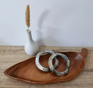 Vintage Woods of Fiji Tray – Handcrafted MCM Wooden Leaf Dish – 28cm - Bild 1 von 7