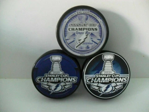 2021, 2020 & 2004 Tampa Bay Lightning Stanley Cup Champions Puck BRAND NEW!! Cover