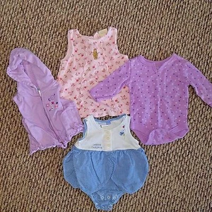 Lot 4 3-6 months girl DISNEY WINNIE THE POOH dress, 2 outfits, vest pink purple - Picture 1 of 5