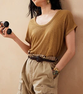 BANANA REPUBLIC Linen Scoop-Neck T-Shirt #812950 - Picture 1 of 8