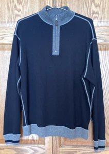 CREMIEUX Men's XL Black & Gray 100% Cotton Reversible 1/4 Zip Sweater - Picture 1 of 9