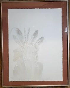 Guerrero en relieve firmado por Ed Morgan, impresión, enmarcado. 1982 3/100 - Imagen 1 de 13