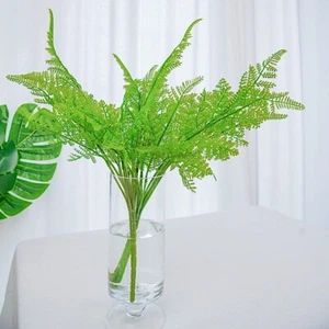 2 Green 19" ARTIFICIAL Asparagus Fern LEAVES Faux Greenery Stems Party Supplies - Picture 1 of 9