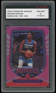 Tarjeta de novato Anthony Edwards 2020 Panini Chronicles Marquee rosa primer grado 10 - Imagen 1 de 1