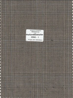 Brown Prince of Wales Check Suiting Fabric Best For Suit Pants 5 Yard Wool Cloth - Image 1 of 2