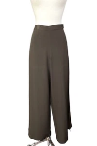 Eskandar Brown Silk Wide Leg Pants Size 0 - Pre-owned, Flat Front, Business Wear - Picture 1 of 1