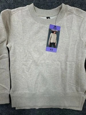 Kirkland Sweater Women's Extra-Small Grey Cozy Crewneck Fleece Pullover New - Image 1 of 4