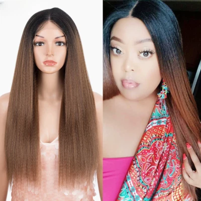 Straight Synthetic Lace Wigs Black Women Wig 26inch Heat Resistant Fiber - Image 1 of 4
