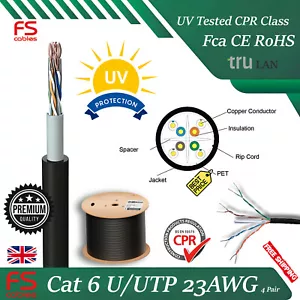 High Speed CAT6 U/UTP Outdoor Ethernet LAN PoE Networks Cable Solid COPPER Lot - Picture 1 of 10