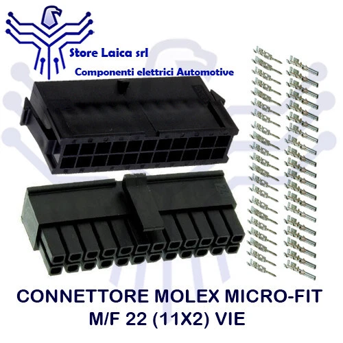 KIT CONNETTORE MOLEX MICRO-FIT 22(11X2)VIE COMPLETO M/F CON TERMINALI AUTO MOTO
