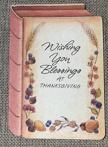 Tarjeta de bendiciones de Acción de Gracias corona sello vintage cosecha granja casa núcleo - Imagen 1 de 5