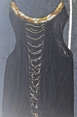 Xoxo black lace Gold Beaded coquette feminine Top Small, Cute, Going Out Top - Image 1 of 4