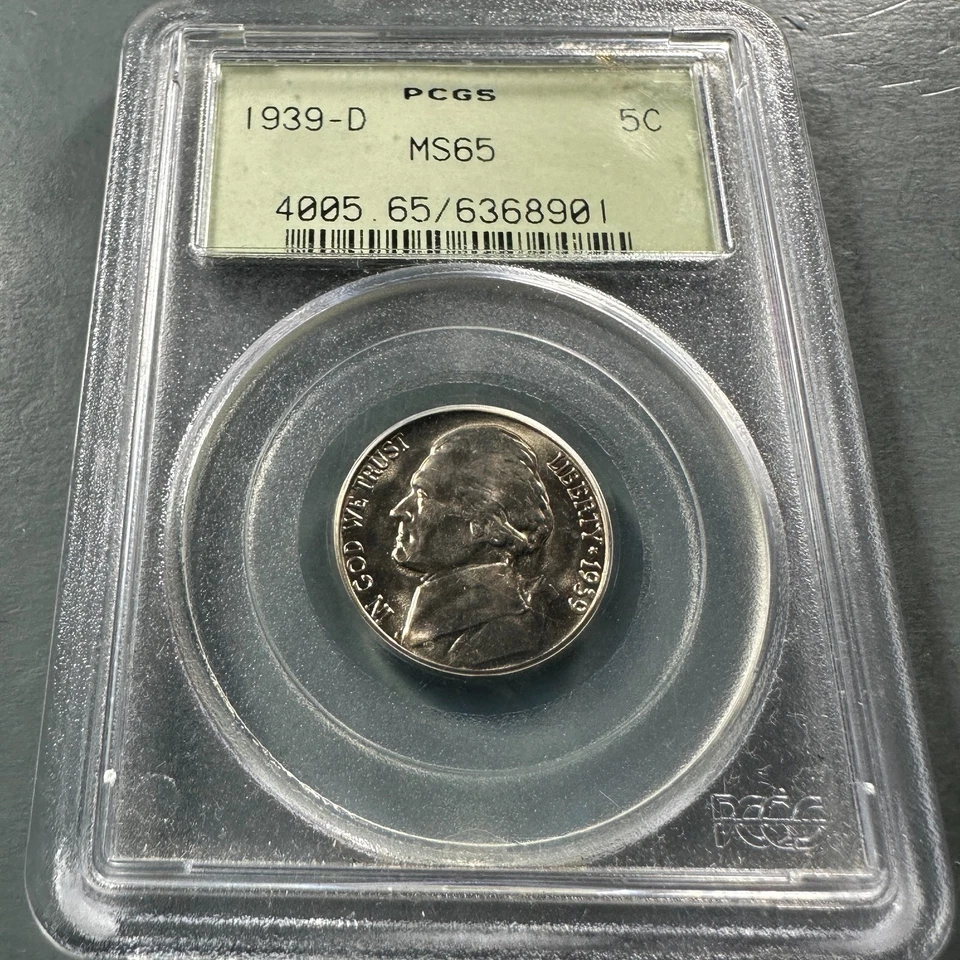 1939-D 5C Jefferson Nickel PCGS MS65, Old Green Holder (86705) - Image 1 of 4
