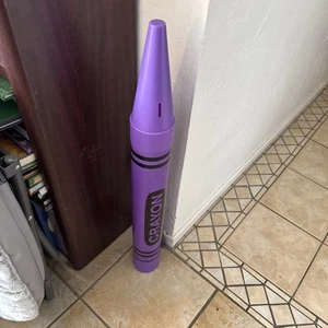 80s Giant Crayola Crayon Coin Bank 35" TALL PURPLE 1988 Ralphco Made In USA - Picture 1 of 6