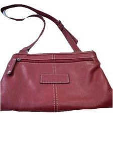 Tignanello Red Pebble Leather Crossbody Bag Built in Organizer Wallet Purse - Picture 1 of 15