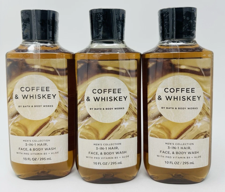 3 COFFEE & WHISKEY BATH & BODY WORKS 3 IN 1 HAIR, FACE, & BODY WASH 8 OZ MEN'S - Image 1 of 1