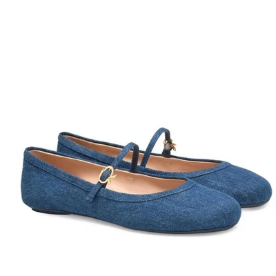 Gianvito Rossi NUEVO Carla Denim Ballet Pisos Mary Jane 41 EE. UU. 11 NUEVO EN CAJA Para mujeres Foto 1 de 4