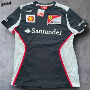 Scuderia Ferrari Shirt Mens Large Black White F1 Formula 1 Sponsor Racing Tee - Picture 1 of 12