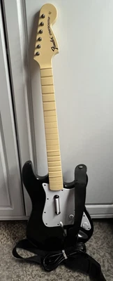 Harmonix Rock Band Xbox 360 Stratocaster Guitar Wired Controller Black and White - Image 1 of 3