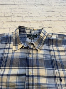 Ralph Lauren Mens 2XB 2X Big Classic Fit Short Sleeve Button Down Shirt- HOLES - Picture 1 of 7
