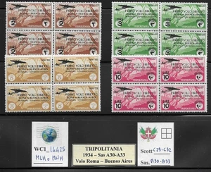 WC1_14425. ITAL. KOL.:TRIPOLITANIEN Blöcke 1934 ROMA-B. AIRES Sc. C29-C32 MLH-MNH - Bild 1 von 1