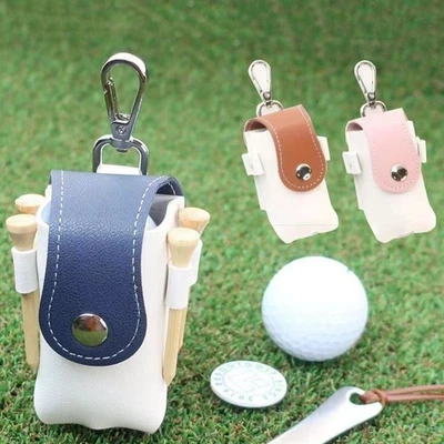 Bolsa de cuero para pelotas de golf bolsa y soporte para camiseta bolsa con clip para cinturón para hombres mujeres Foto 1 de 4