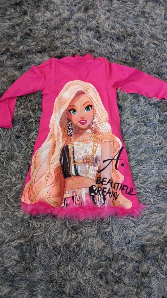 Disney Frozen Barbie Knightgown Pijama Manga Larga Rosa Nuevo Con Etiquetas Foto 1 de 1