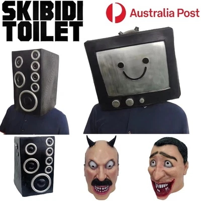 Skibidi Toilet TV Man Latex Mask Toiletman Cosplay Costume Outfits Halloween AU - Image 1 of 4