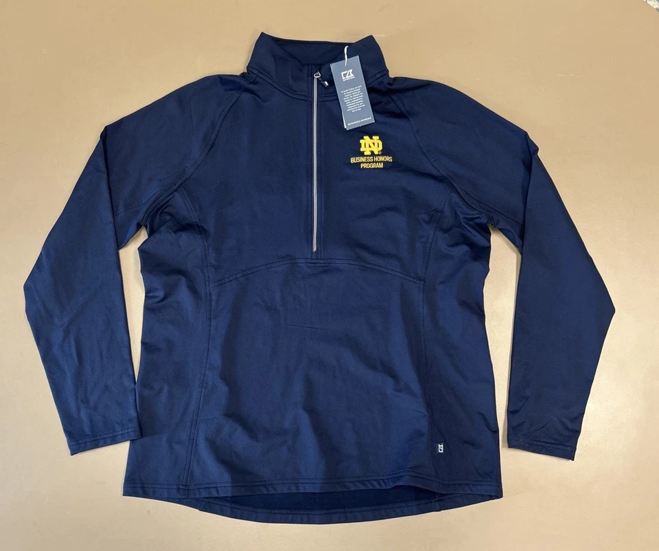 Pullover Cutter & Buck media cremallera manga larga adaptable para mujer XL Notre Dame Business Foto 1 de 4
