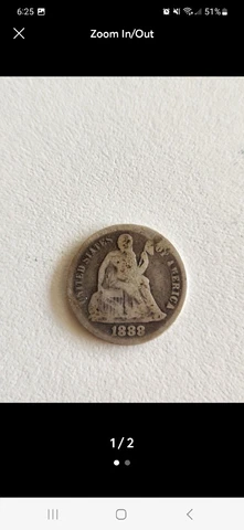 1888 Philadelphia Mint Seated Liberty Dime - 10C US Coin Cover