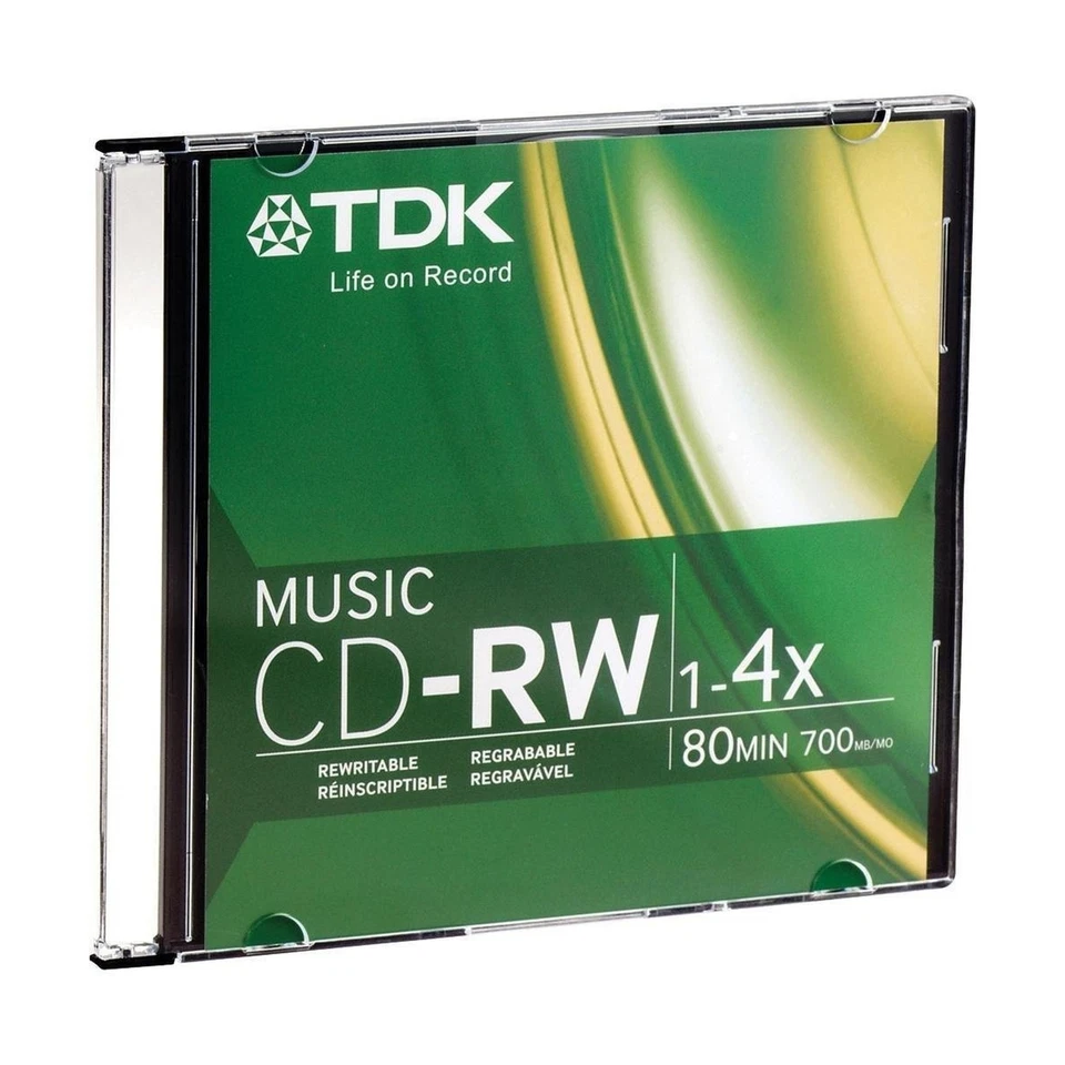 TDK CDRW80TWN 80-Minute Music CD-Rewritable (Single, Jewel) - Image 1 of 1