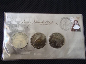 MARY MACKILLOP SET OF THREE MEDALLIONS FIRST DAY OF ISSUE 18.10.2010 - Picture 1 of 3