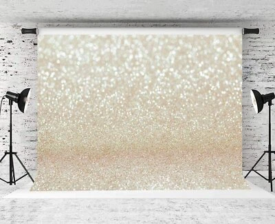 Fondo de manchas de bokeh con brillo blanco marfil dorado brillo fondo de baby shower Foto 1 de 4