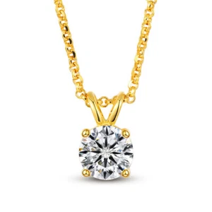 18K Yellow Gold Plated Silver Pendant Necklace With 0.50 TCW Moissanite (D/VVS) - Picture 1 of 5