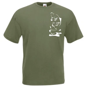 CARP FISHING CLOTHING, T-SHIRT LEAPING CARP, 3 COLOURS, SIZE S - XXL - Picture 1 of 5