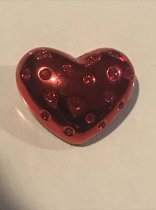 Spilla e/o ciondolo vintage cuore rosso con strass rossi firmato "BEST" - Foto 1 di 11