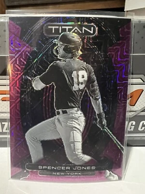 2023 Panini Chronicles Titan Spencer Jones RC PURPLE MOJO PRIZM /50 Yankees - Image 1 of 2