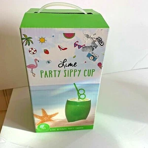 New Lime Shaped Party Sippy Cup With Straw BPA Free Party Favor - Picture 1 of 3