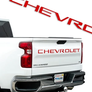Tailgate Letters Insert Raised Plastic Fit 2019+ Chevrolet Silverado - Gloss Red - Picture 1 of 9