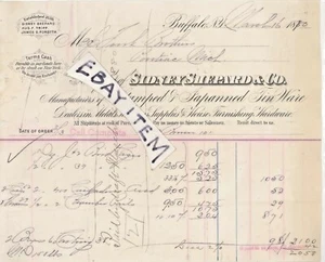 1880 billhead Buffalo New York SIDNEY SHEPARD Japanned Tin Ware FORSYTH Tripp - Picture 1 of 1