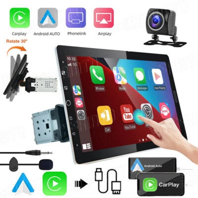 Single 1 DIN Rotatable 10.1'' MP5 Player Bluetooth Touch Screen Car Stereo Radio - Image 1 of 4