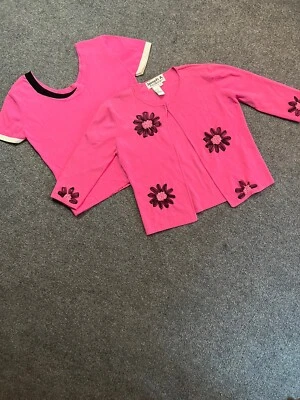 Antigo Conjunto Gêmeo Joseph A Paris Rosa Barbie Aparência Sem Noção Flores Médio Duas Peças  - Imagem 1 de 4