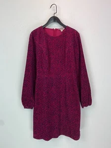 Boden Pink Corduroy Floral Print A Line Short Dress Pockets Long Sleeve UK 10 - Picture 1 of 13