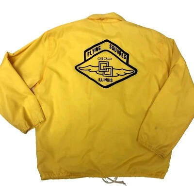 Jaqueta vintage anos 70 Pla Jac náilon corta-vento FLYING SQUARES Chicago Illinois G - Imagem 1 de 4