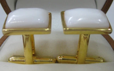 Men's Shell Agate Jade Square Design Cuff Links Wedding Shirt Cufflinks Gift New - Image 1 of 4
