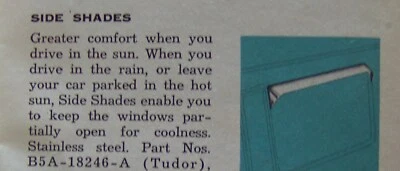1955 1956 Ford Mercury 2dr sed DOOR VENT SHADES sideshades Parklane Ranch Wagon - Image 1 of 4