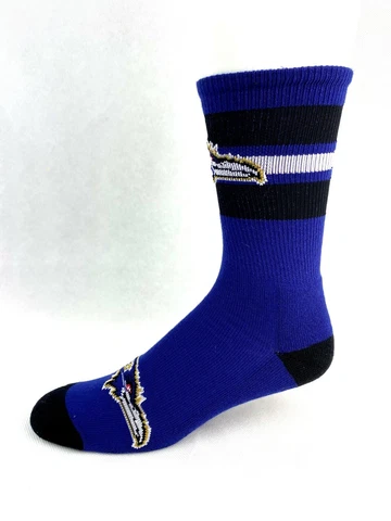 Baltimore Ravens Football Purple with Black Band Deuce Crew Socks Cover