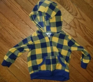 Boy's Carter's Blue & Yellow Plaid Long Sleeve Hoodie Size 9 Months - Picture 1 of 2