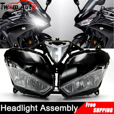 Farol de motocicleta ABS farol para Yamaha YZF-R3 YZF-R25 YZF R3 R25 2013-2018 - Imagem 1 de 4